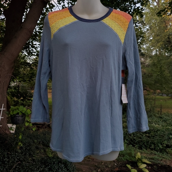 We The Free People In 🌈 rainbows crochet top mixed media Top **dark spots**asis - Picture 12 of 15